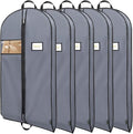 BALEINE 5PK Heavy Duty Garment Bag with Shoe Storage Travel Bag for Dresses, Suit, Coats Travel Essential (43", Grey)