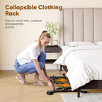HOKEEPER Clothes Rack Collapsible Clothing Garment Rack Capacity 525LBS Clothing Racks on Wheels Heavy Duty Rolling Clothes Rack for Hanging Clothes for bedroom, Commercial, Black 22"D x 75"W x 71"H