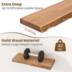 Floating Shelves for Wall Decor, Rustic Solid Elm Wood Live Edge Floating Shelves Wall Mounted, Wall Shelves with Invisible Bracket for Living Room Bathroom Bedroom Kitchen, 20 Inch Set of 2, Natural