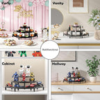 3-Tier Wooden Display Risers, Rustic Cupcake Stand, Perfume Organizer, Dessert Table Display Set for Party & Home Decor (Black)