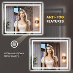 LOAAO 39.4"x31.5" LED Mirror for Bathroom, Lighted Bathroom Mirror with Lights, Anti-Fog, Dimmable, Memory Function, Clear Reflection