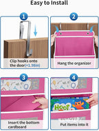 JARLINK Over The Door Organizer Storage, 5 Shelf Hanging Door Organizer with 5 Large Capacity Pockets, Anti Tilt 44 lb Load Behind Door Storage for Bedroom, Bathroom, Pantry, Nursery, Rose Pink