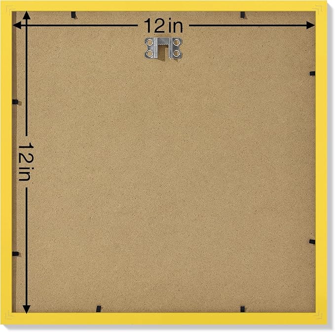 Vittanly 12x12 Picture Frames Set of 9, Shatter Resistant Plexiglass, Display 8x8 Pictures with Mat or 12x12 without Mat, Photo Frames for Wall Mount, Engineered Wood, Yellow