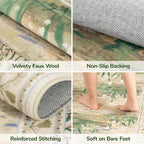 Lessymo Beige Sage 5x7 Rugs for Living Room, Soft Washable Area Rug Non-Slip for Dining Room, Vintage Pastel Aesthetic Carpet, Cottagecore Bedroom Nursery Office Decor