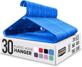 Utopia Home Plastic Hangers 30 Pack - Clothes Hanger with Hooks - Durable & Space Saving (Blue)