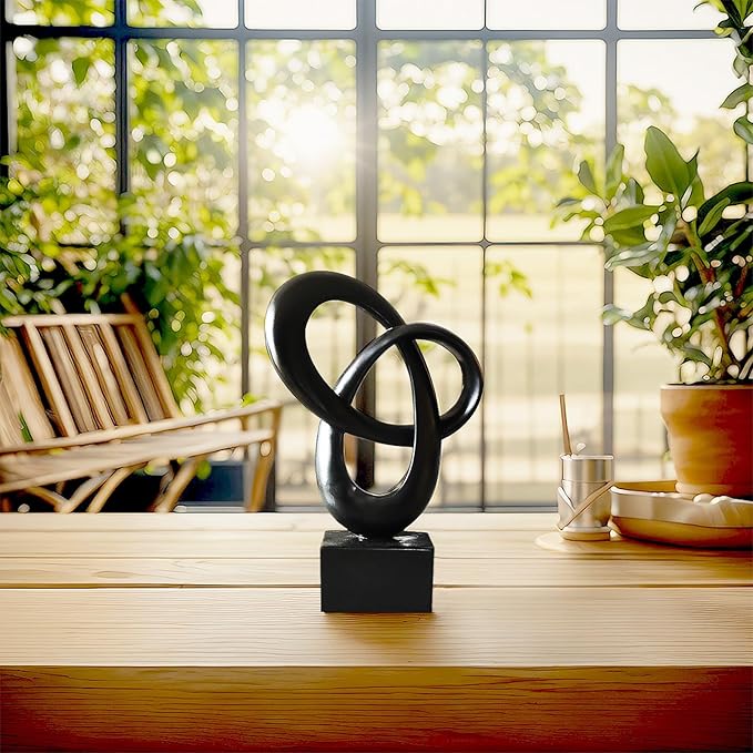 Dosker Knot Decor Mobius Stripe Statue,Modern Abstract Sculpture for Home Decor,Coffee Table Decor for Living Room,Office(Black)
