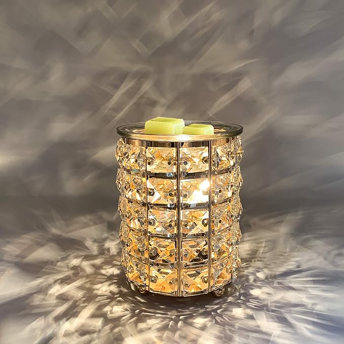 Wrought Iron Crystal Wax Melt Warmer Electric Oil Burner Wax Melt for Home, Kitchen, Living Room, Bedroom, SPA(Golden)?-