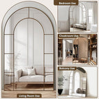 Antok 81" x 41" Full Length Mirror, Floor Mirror Arched Window Decorative Mirror, Metal Framed Decor Farmhouse Floor Mirrors Art Pane Mirrors Wall Decor for Bedroom, Living Room, Entryway Black