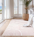 Lahome Abstract Washable Rugs, 4x6 Pink Rug for Bedroom Nursery Soft Non Slip Modern Living Room Rug, Ultra-Thin Non-Shedding Throw Carpet for Entryway Kitchen Office(4'x6',Pink/White)