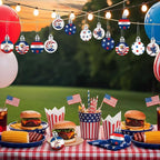 HyDren 40 Pcs 4th of July Ornaments 1.2 Inch Mini Patriotic Tree Decorations 250th Anniversary Memorial Day Independence Day Ornaments Red White Blue Eagle Star Ball Decorations for Holiday Party