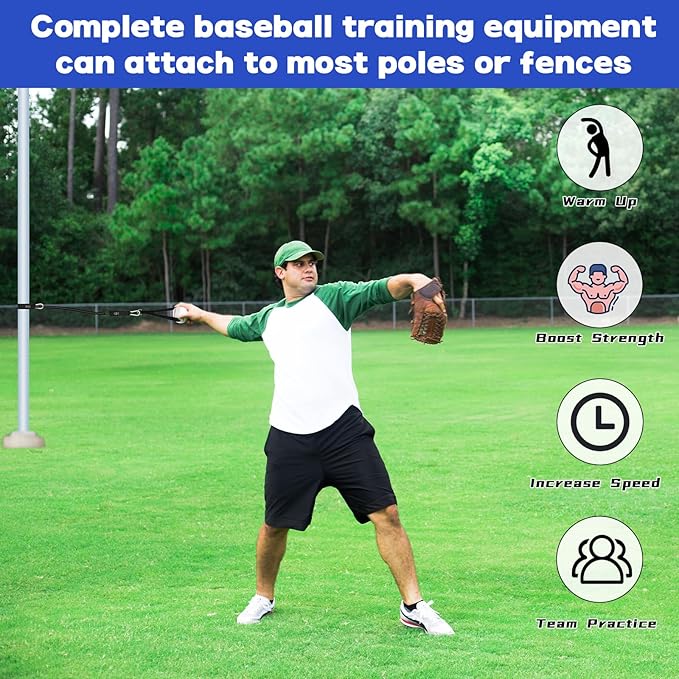 Baseball Resistance Trainer Coolrunner Exercise Bands, Training Aid for Baseball Softball Pitchers, Base Ball Stretching Bands with Interchangeable Grips to Build Arm Strength