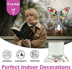 KY&BOSAM Butterfly Suncatcher Gifts for Mom Stained Glass Butterfly for Windows Hangings Wind Chime Ornament Pressed Rearl Flower Wings and Crystal Charm Birthday Gift for Mom Mother`s Day Christmas