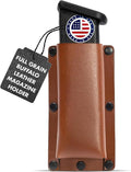 Buffalo Leather Magazine Holder - IWB/OWB Convertible - Right/Left Handed for Men and Women - Premium Mag Belt Pouch - Compatible with Glock & Sig