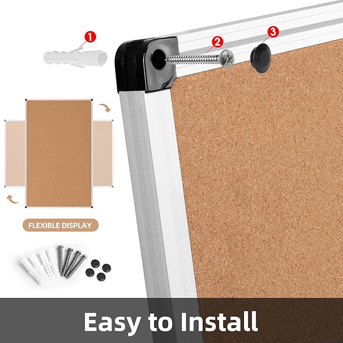 Extra Large Cork Bulletin Board 72" X 48", Silver Aluminum Framed 6'x4' Corkboard for Wall, Wall Mounted Notice Pin Board with 18 Push Pins for School, Home & Office