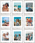 Vittanly 11x14 Picture Frames Set of 9, Shatter Resistant Plexiglass, Display 8x10 Pictures with Mat or 11x14 without Mat, Photo Frames for Wall or Tabletop, Engineered Wood, Distressed White