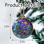 DASTOLL Stained Glass Christmas Decorations, Gold Star Purple Bow Suncatcher for Window Christmas Tree Hanging Ornaments Green Sun Catcher Xmas Decor Gifts for Women Men Mom Nana Friend