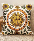 Embroidered Throw Pillow Cover 20x20 Inch - Spring Summer Boho Decorative Pillow Cover with Zipper for Living Room Couch Sofa Bed Aesthetic Design Sunflower Moon Cushion Pillowcase
