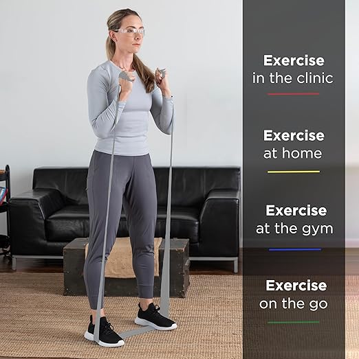 THERABAND Professional Latex Resistance Bands, Individual 6 Ft Elastic Band for Upper & Lower Body Exercise, Physical Therapy, Pilates, At-Home Workouts, 6 Foot, Silver, Super Heavy, Level 7