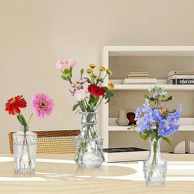 Glass Bud Vase Set of 66 Pcs, Vintage Clear Small Glass Vases for Flowers, Bud Vases in Bulk, Mini Vase for Centerpieces, Wedding, Home Decor and Events