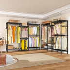 Heavy Duty Garment Rack Clothes Rack,Large Metal Closet Organizer System Storage Wardrobe,Freestanding Clothing Rack Black 15.75" D x 77.5" W x 77" H
