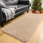 OLANLY 2x5 Machine Washable Runner Rugs for Hallway, Soft Fluffy Shaggy Bedside Rugs for Bedroom, Living Room, Indoor Floor Carpet for Kids Girls and Boys, Nursery Rooms, Home Decor Aesthetic, Beige