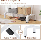 JIUYOTREE Standard Clothes Clothing Garment Rack with Storage Shelves Clothes Organizer for Hanging Clothes Coat Jacket Shirt Sweater Jeans White