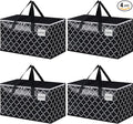 HomeHacks Heavy Duty Moving Bags with Tag Pockets, Collapsible Storage Totes for Moving, Camping & Travel -Foldable Packing Boxes, Zipper Handles, Black（4 Packs, 88L）
