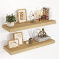 Acovy 32 Inch Floating Shelves, 3D Textured Wood Grain, 32"x9.25"x1.5" Inch Deep Floating Shelves for Wall, Wooden Shelves for Bathroom, Bedroom, Living Room, Natural, 2 Pieces