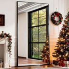 BEAUTYPEAK 76"x34" Rectangle Full Body Floor Mirrors, Full Length Mirror Hanging or Leaning, Aluminum Alloy Frame Wall Mirror for Bedroom, Dressing Room, Black