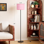 Ambimall 60'' Modern Floor Lamp with Shade, Tall Lamps for Living Room, Bedroom, Office, Dining Room, Pink Shade with Black Pole(Without Bulb)