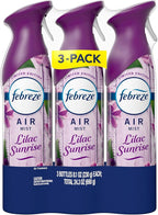 Febreze Air Mist, Air Freshener Spray, Odor Fighting Room Spray, Deodorizer for Home Bathroom Kitchen Office Apartment Dorm Room Classroom, Lilac Sunrise Scent, 8.1oz (Pack of 3)