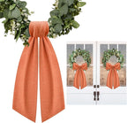 2 Pcs Orange Wreath Sash for Front Door Linen Wreath Ribbon Bow for Fall Yard Porch Garland Home Decor
