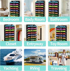 Heavy-Duty, over the door shoe organizer, Extra-Wide Large, shoe organizer, Holds 30 Pairs & Supports 100lbs, shoe rack, with Reinforced Grommets & Bamboo Rods, Fits Men's Size 12 & Boots, Black