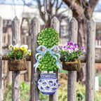 RattanView 1 Pcs Large Size Chinoiserie Bonsai Door Hanger Rustic Topiary Wooden Sign Front Door Home Wreath Ornament for Farmhouse Indoor Outdoor Yard Porch Welcome Decor(Classic,27.16 x 11.81 in)
