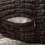 MIULEE Pack of 2 Corduroy Decorative Throw Pillow Covers 18x18 Inch Soft Boho Striped Pillow Covers Modern Farmhouse Home Decor for Sofa Living Room Couch Bed Dark Brown