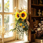 Generic 24 in Sunflower Swag, Artificial Floral Garland with Burlap Bow, Rustic Door Swag for Front Door Outside, Summer Sunflower Wreath Decor for Home Window Farmhouse. (1Pcs)
