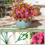 Artificial Flowers for Outdoors, 16 PCS UV Resistant Faux Plants with Fabric Flowers, Colorful Realistic Fake Flowers for Front Porch Garden Patio Balcony Planter Spring Summer Outside Decor