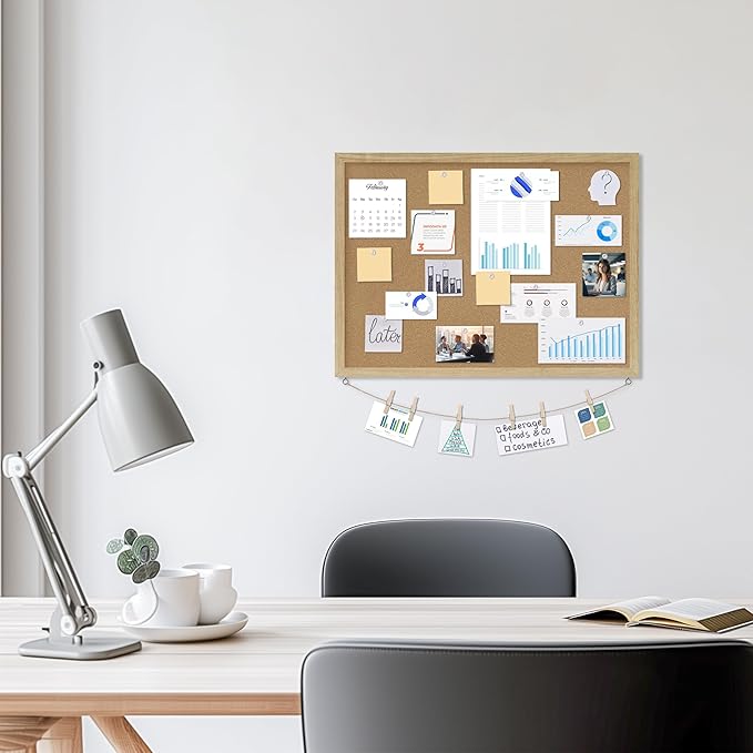 DAHAPYBOO Cork Board Bulletin Board,23x17 Cork Board for Office with Pin Oak Wood Boards,Message Board or Vision Board Decoration.Board Wood 1Pack
