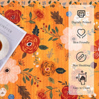 U'Artlines 8x10ft Fall Colorful Floral Area Rug Machine Washable Ultra Soft Low Pile Non Slip Non Shedding Accent Floor Carpet for Living Room, Bedroom, Dining Room, Office (Orange)