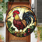 Stained Glass Window Hanging, Colorful Big Cock Sun Catcher for Window Door Home Decor, Chicken Suncatcher Christmas Mother's Day Birthday Gifts for Women Men Mom and Nana 15 in