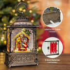 Christmas Snow Globes Lantern with Music, Jesus Christ Nativity Scene Snow Globe with Swirling Glitter Effects, USB/Battery Powered with 6-Hour Timer, Christmas Decorations