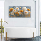 Abstract White Flower Wall Art Golden Floral Pictures Wall Decor Neutral Flowers Canvas Painting Boho Blossom Posters Print Nature Botanical Artwork Bedroom Living Room Office Home Decoration 24x48