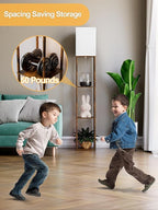 Floor Lamp with Shelves for Living Room Brown, Shelf Floor Lamp with 3 CCT LED Bulb, Corner Display Standing Column Lamp Etagere Organizer Tower Nightstand with White Linen Shade for Bedroom