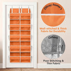 Over The Door Organizer 5 Tiers, Extra Large Behind Door Storage of 10 Compartments, 80 lbs Weight Capacity Hanging Storage Organizer with Clear Window Kids Toys,Shoes,Diapers,Room Storage,Orange
