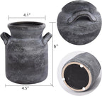 Quoowiit Ceramic Rustic Farmhouse Vase, Distressed Decorative Flower Vases for Home Decor, Ideal Shelf Decor, Black Boho Vase for Living Room Bedroom Kitchen Office Centerpiece Table Decorations