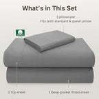 California Design Den Luxury Twin Sheet Set - 100% Cotton, 600 Thread Count Deep Pocket Twin Sheets, Hotel-Quality Bedding with Soft Sateen Weave - Mist Grey