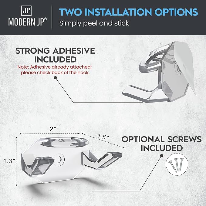 Modern JP Adhesive Hat Hooks for Wall (32-Pack) - Hat Rack for Baseball Caps, Minimalist Hat Display, Strong Hold Hat Hangers for Wall - USA Patented, Clear