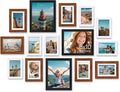 Vittanly 15 Pack Picture Frames Collage Wall Decor, Multi Sizes Including 3pcs 8x10, 6pcs 5x7 and 6pcs 4x6 Photo Frames, Gallery Frame Set for Wall or Tabletop Display, Black, Walnut Brown and White