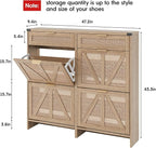 Shoe Cabinet with 4 Flip Drawers & 2 Drawers,Farmhouse Shoe Storage Cabinet for Entryway,Slim Freestanding Organizer Rack for Front Door Entrance,Rustic Oak Rattan