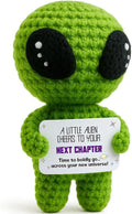 MAMAGIFTREE Cheers to Your Next Chapter - Positive Crochet Alien Plush - Ideal for Retirement Farewell Going Away Graduation 2026 New Job Promotion Gifts for Colleagues Students Teacher Coworker Boss
